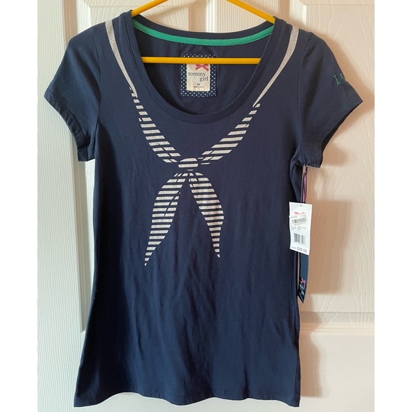 Tommy Hilfiger Tops - Tommy Girl Juniors Babydoll Sailor T-shirt Navy NWT size M